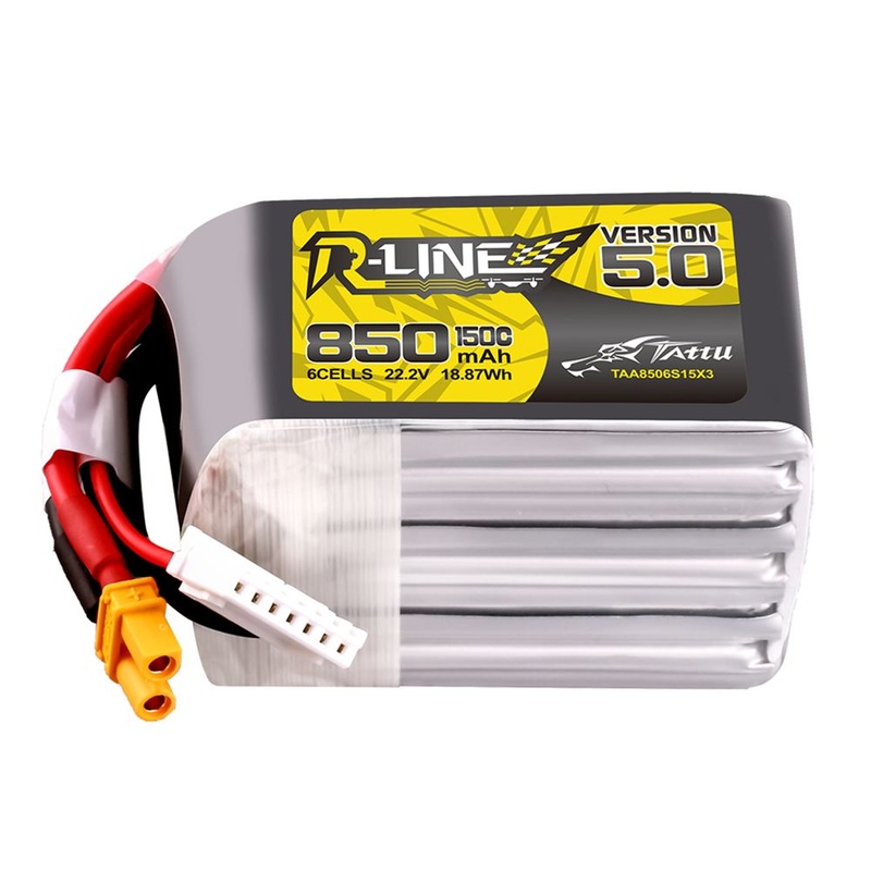 Tattu R-Line Version 5.0 850mAh 6S 22.2V 150C Lipo Battery Pack – XT30