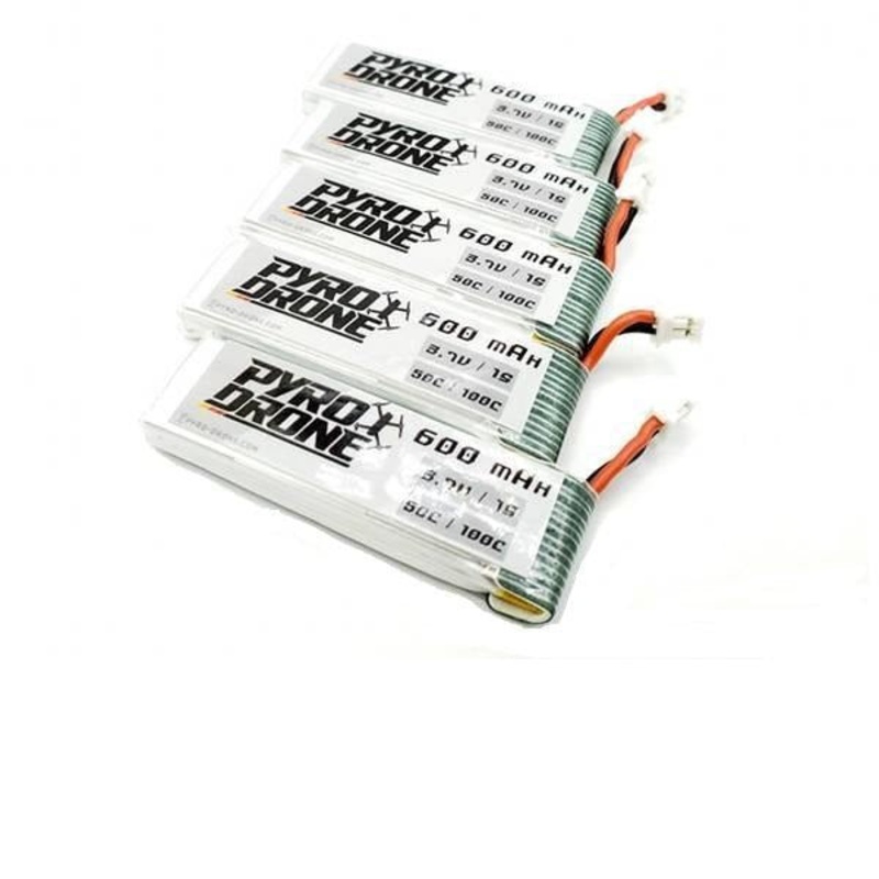 1S 600mAh 50C Lipo 5 Pk.
