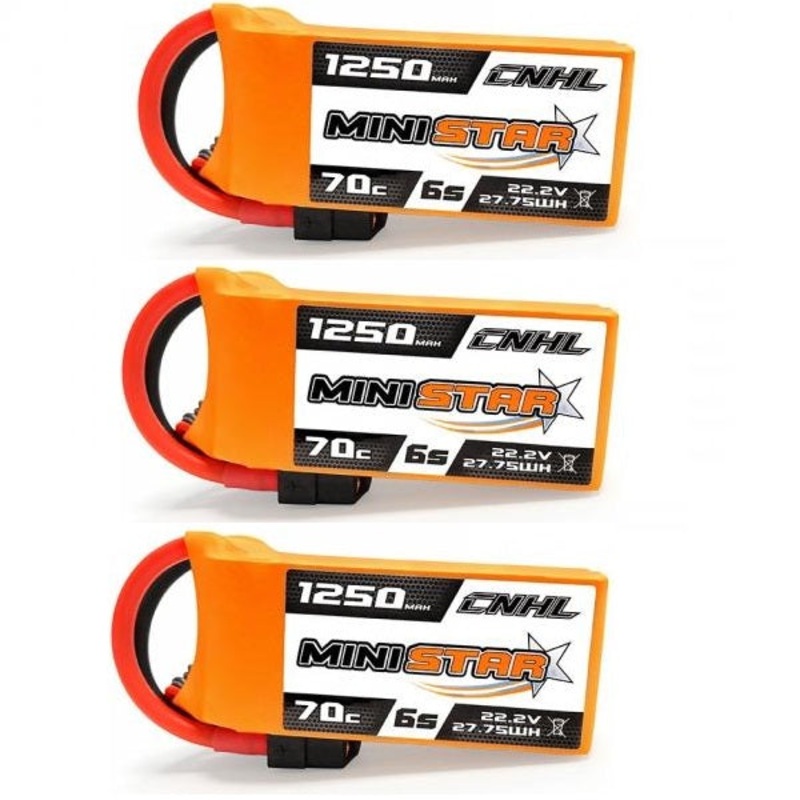3Pk Combo CNHL Ministar 1250MAH 22.2V 6S 70C Lipo Battery – XT60