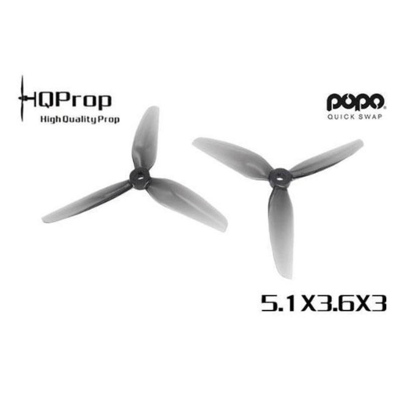 HQ Prop 5.1×3.6×3 Tri-Blade 5″ Prop 4 Pack – Grey