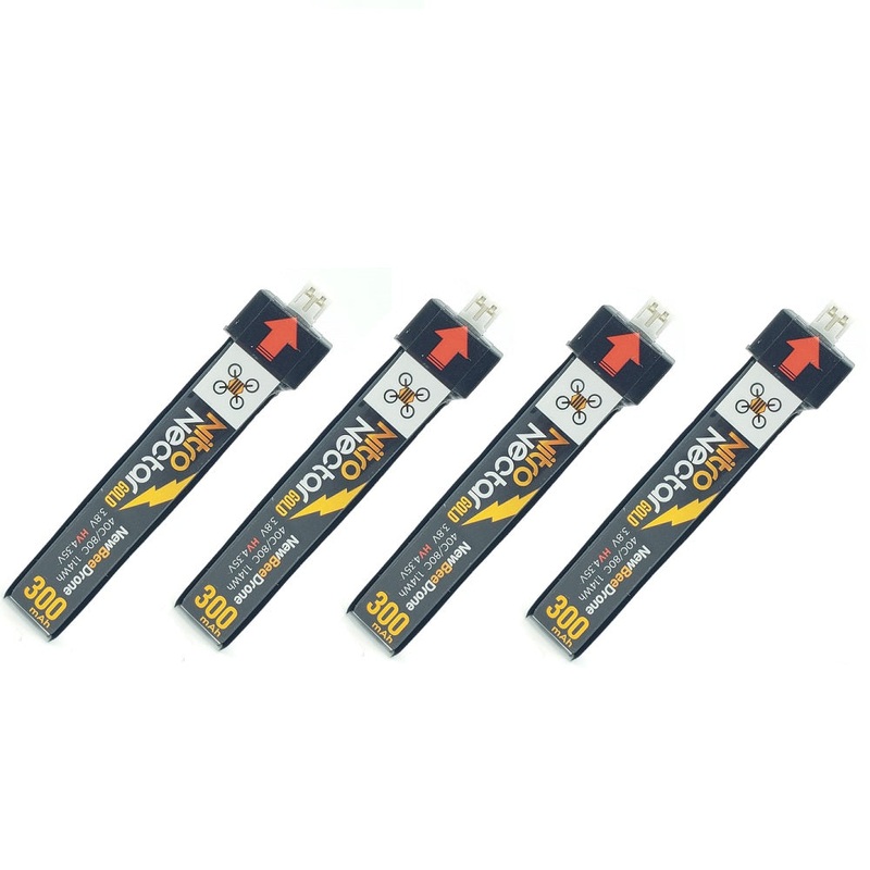 NewBeeDrone Nitro Nectar Gold 300mAh 1S HV LiPo Battery 4 Pack – PH2.0