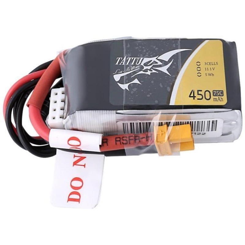 Tattu 11.1V 75C 3S 450mAh Lipo Battery Pack – XT30