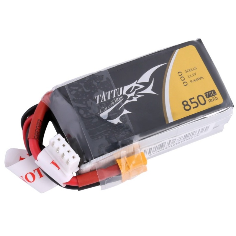 Tattu 850mAh 11.1V 75C 3S1P Lipo Battery Pack – XT30