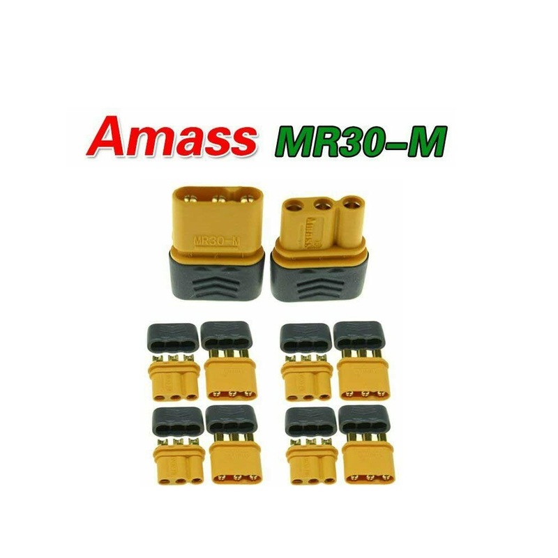 Amass MR30 Power Connectors for Motor to ESC Connection (Male + Female – 4 Sets, 8 pcs)