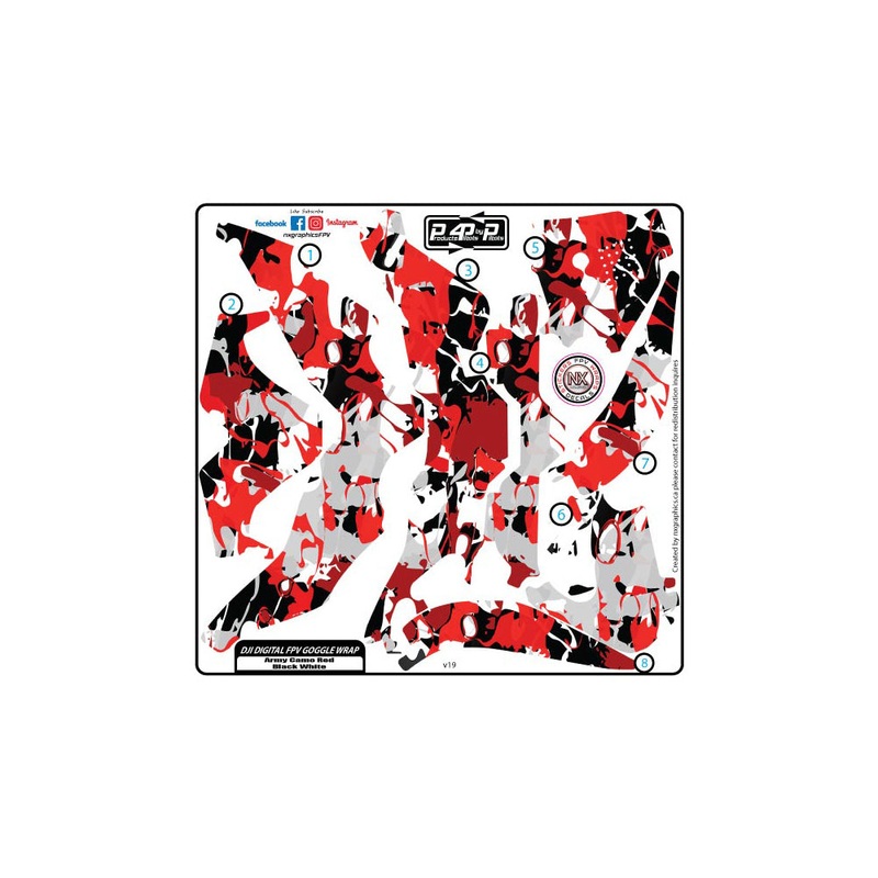 NXGraphics DJI FPV Goggle Wrap – Camo (Red,Black,White) (Includes Eye Plate Sticker Wrap)