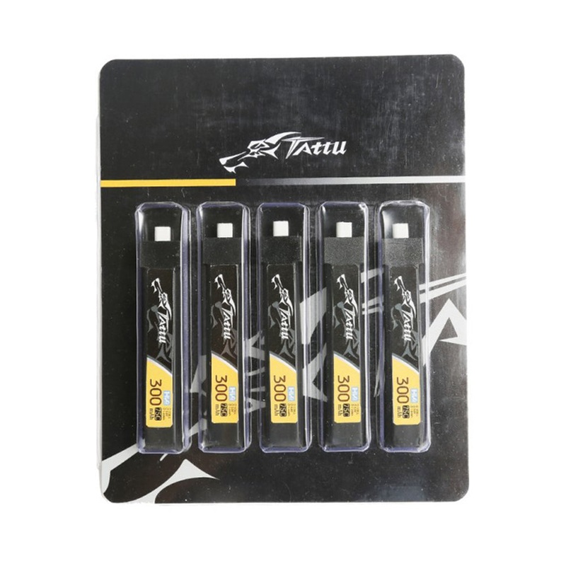 Tattu 300mAh 3.8V High Voltage 75C 1S1P Lipo Battery Pack with JST-PHR 2.0 Plug – 5pcs