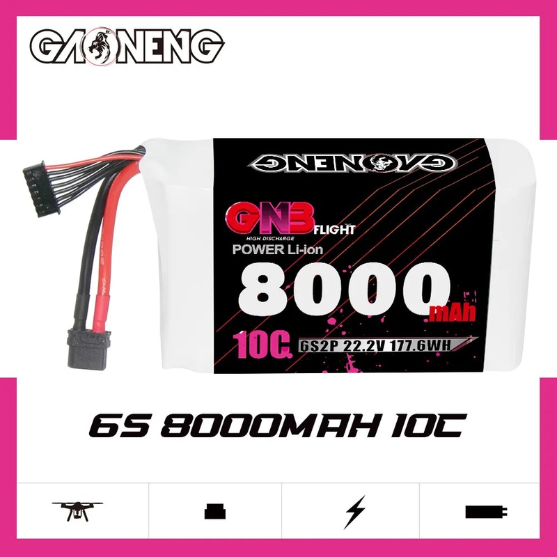 Gaoneng GNB 8000mAh 22.2V 6S 10C 6S2P made with Samsung 21700 40T Long Range/Cinelifter Li-Ion Battery – XT60