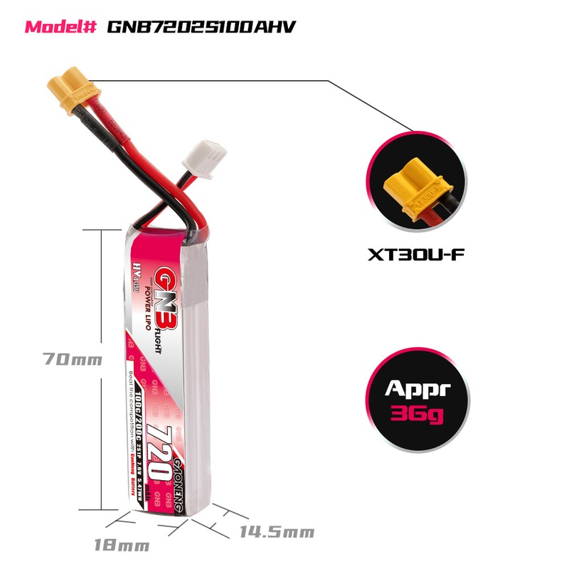 Gaoneng GNB 2S 720MAH 100C HV Li-Po Battery – XT30