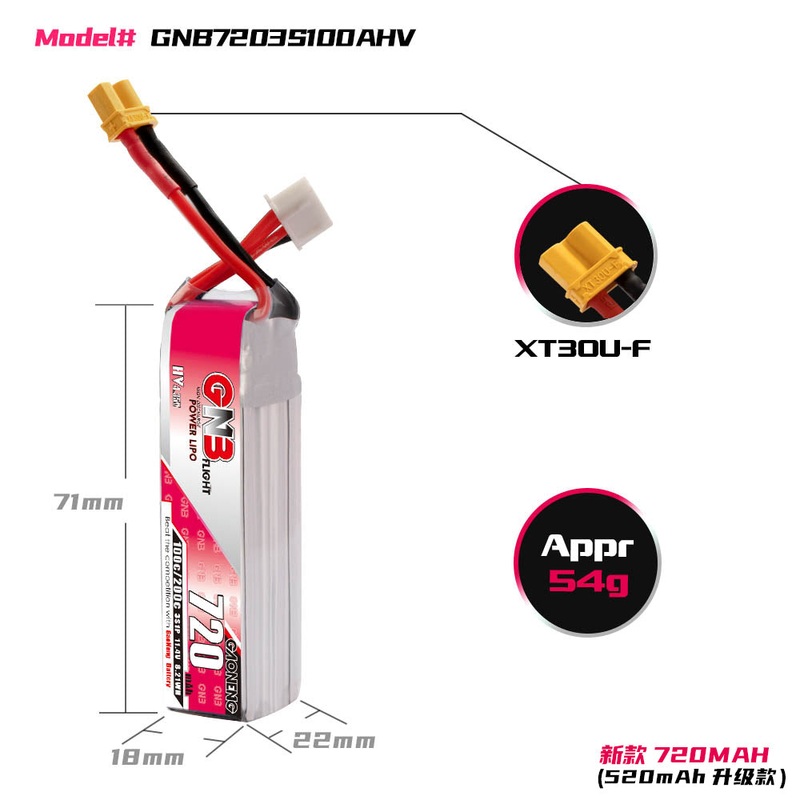 Gaoneng GNB 3S 720MAH 100C HV Li-Po Battery – XT30