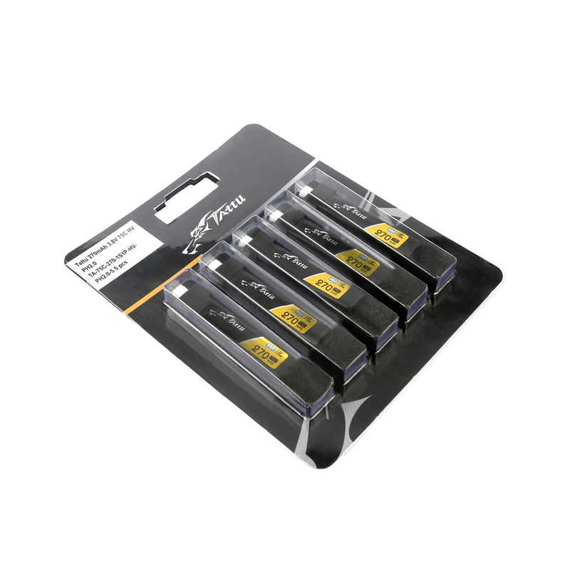 Tattu 270mAh 3.8V HV 75C 1S1P Battery Pack With JST-PHR 2.0 Plug – 5PCS