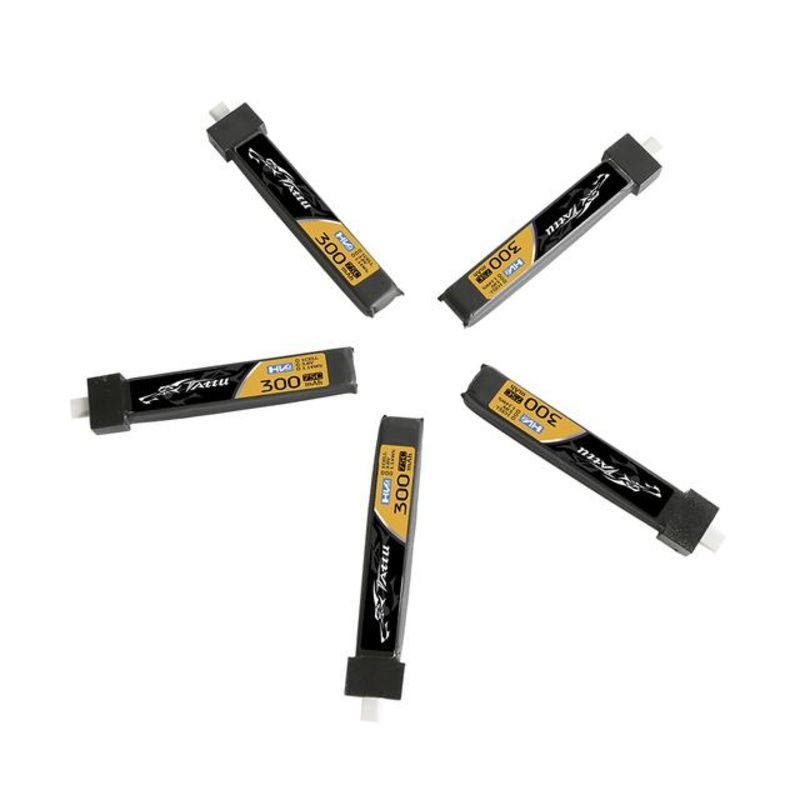 Tattu 300mAh 3.8V HV 75C 1S1P LiPo Battery Pack With BT 2.0 Plug – 5PCS