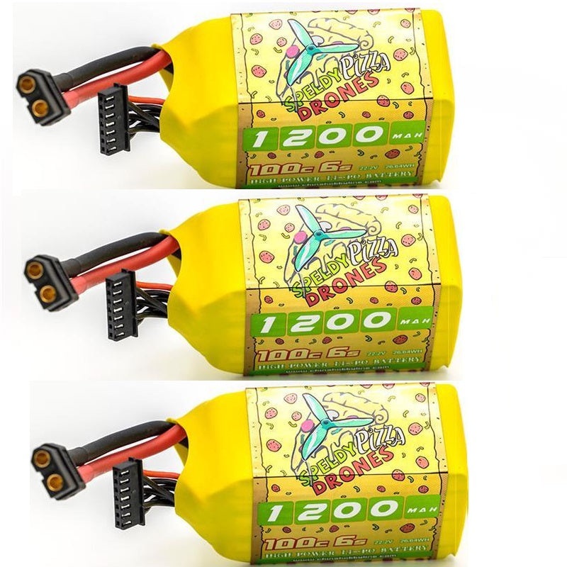 3 Pack -CNHL 1200mAh 22.2V 6S 100C Speedy Pizza Lipo Battery – XT60