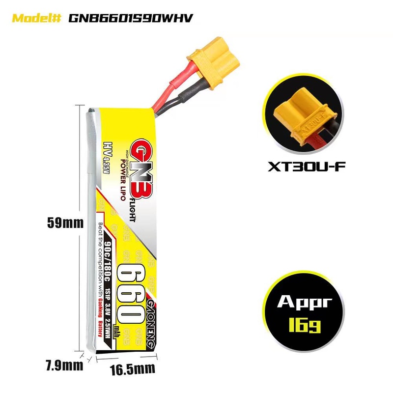 Gaoneng GNB 1S 660MAH 90C HV Li-Po Battery – XT30