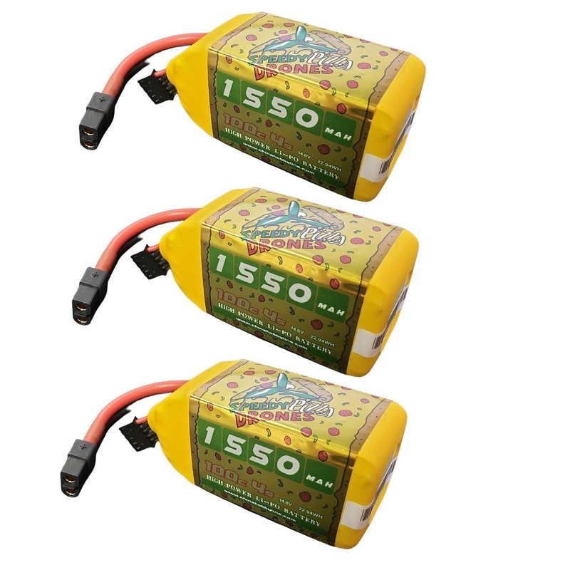 3-Pack CNHL 1550mAh 14.8V 4S 100C Speedy Pizza Lipo Battery – XT60