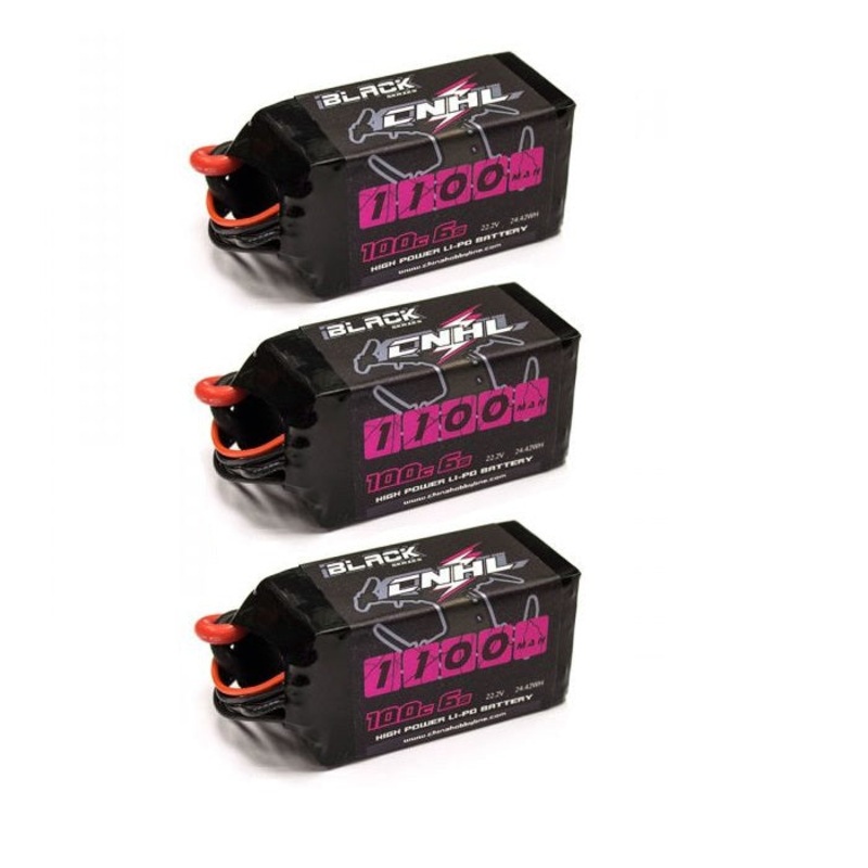 3-Pack CNHL Black Series 1100MAH 22.2V 6S 100C Lipo Battery – XT60
