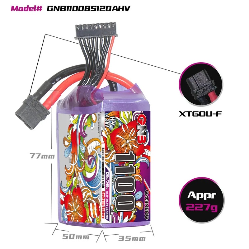 Gaoneng GNB 1100mAh 30.4V 8S HV 120C Lipo Battery – XT60