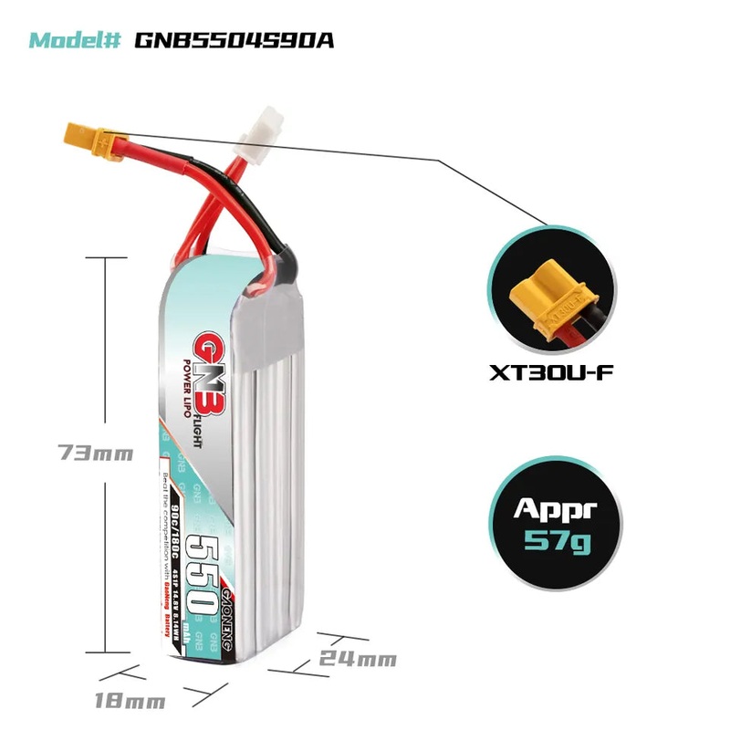 Gaoneng GNB 550mAh 14.8V 4S 90C Lipo Battery – XT30