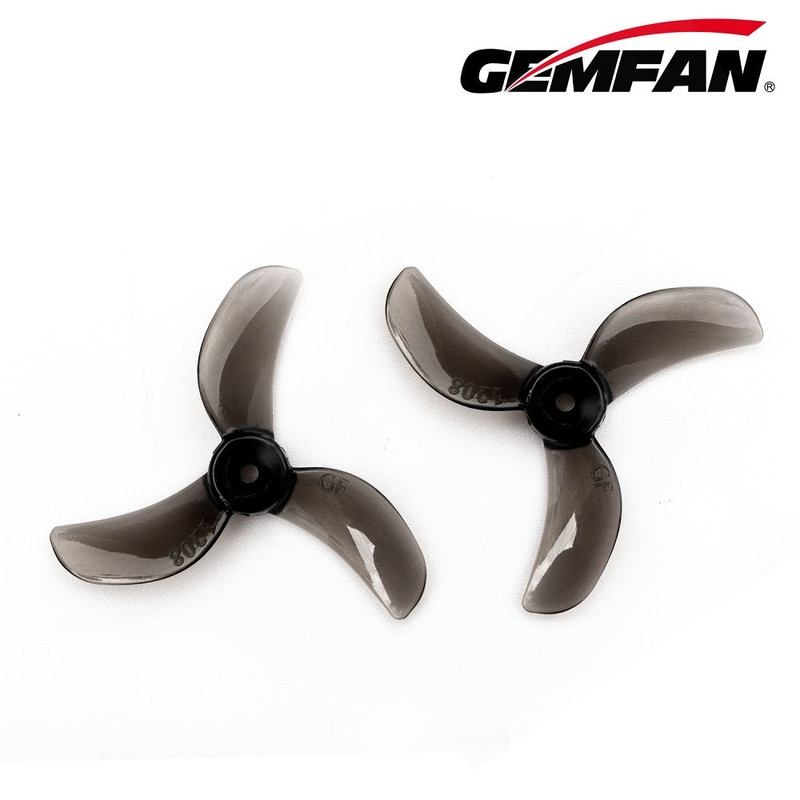 Gemfan 1208-3 31MM Tri blade 1.5mm Shaft (4CW+4CCW) Poly Carbonate – Clear Black
