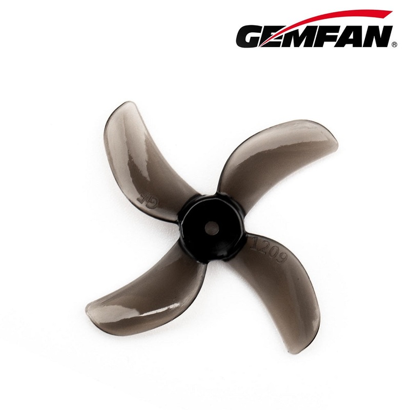 Gemfan 1209-4 31MM Quad blade 1.5mm Shaft (4CW+4CCW) Poly Carbonate – Clear Black