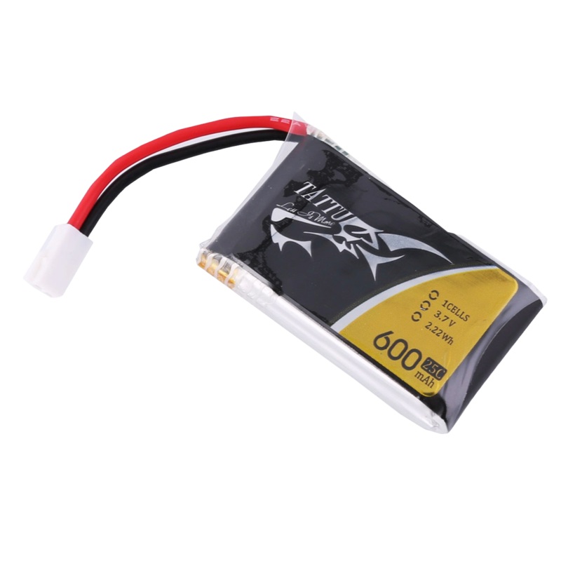 Tattu 25C 1S 3.7 V 600mah Lipo Battery Pack With Molex 51005-2P Plug (6-Pack)