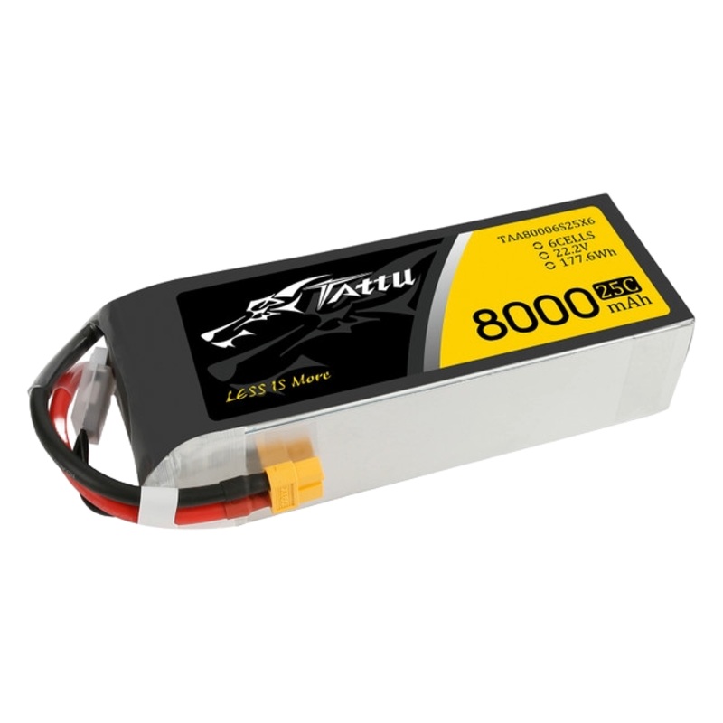Tattu 22.2V 25C 6S 8000mAh Lipo Battery Pack with XT60 Plug