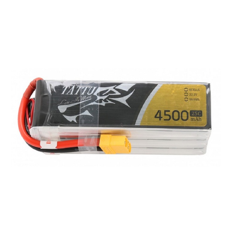 Tattu 4500mAh 22.2V 25C 6S1P Lipo Battery Pack with XT60 Plug