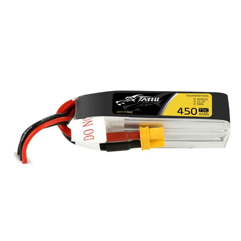 Tattu 450mAh 3S 11.1V 75C Lipo Battery Pack With XT30 Plug – Long Size For H Frame