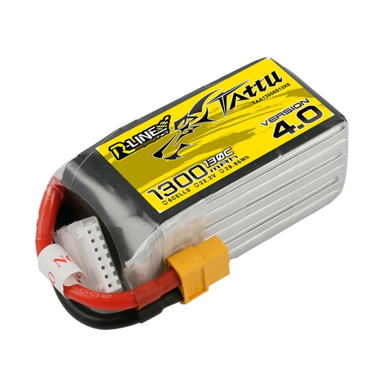 Tattu R-Line Version 4.0 1300mAh 22.2V 130C 6S1P Lipo Battery Pack with XT60 Plug