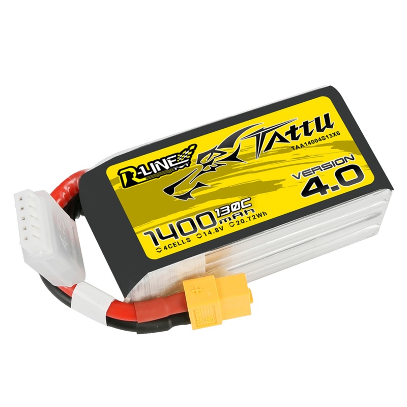 Tattu R-Line Version 4.0 1400mAh 14.8V 130C 4S1P Lipo Battery Pack With XT60 Plug