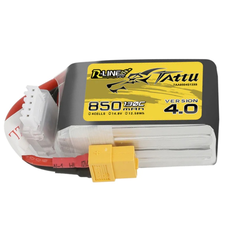 Tattu R-Line Version 4.0 850mAh 14.8V 130C 4S1P Lipo Battery Pack with XT60 Plug