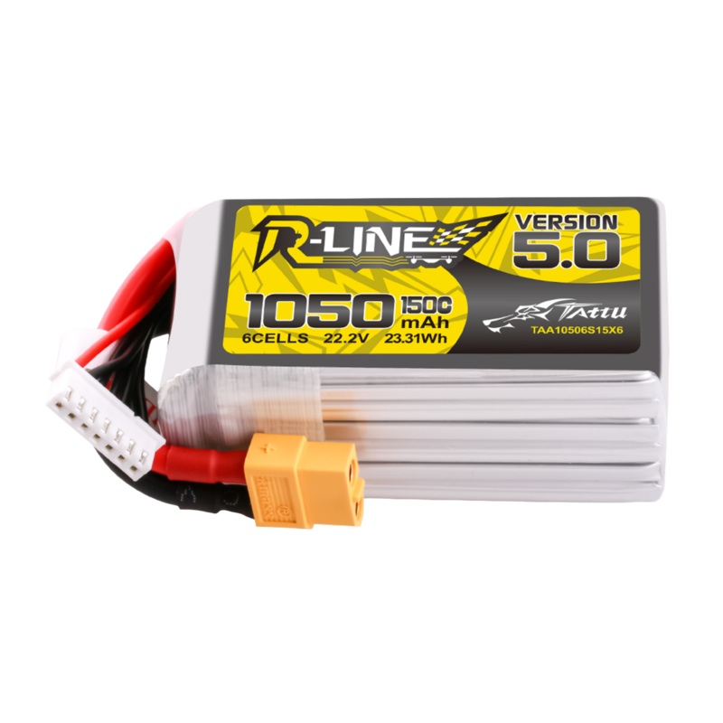 Tattu R-Line Version 5.0 1050mAh 6S 22.2V 150C Lipo Battery Pack With XT60 Plug