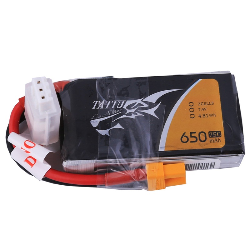 Tattu 650mAh 2S 75C 7.4V Lipo Battery Pack With XT30 Plug