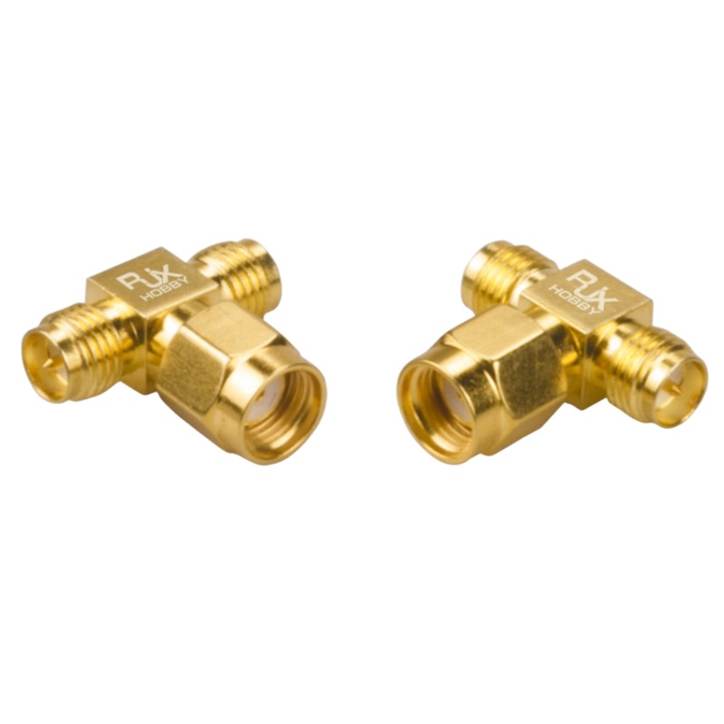 PRSMA Male Plug to Dual RPSMA Female Triple T RF Adapter Connector 3 Way