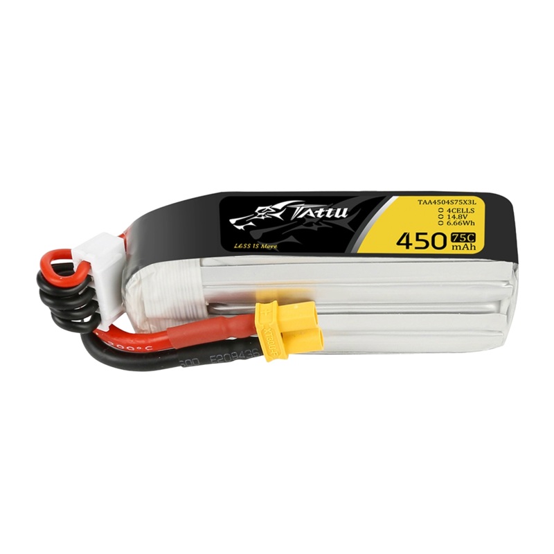 Tattu 4S 450mah 75C 14.8V Lipo Battery Pack With XT30 Plug- Long Size For H Frame