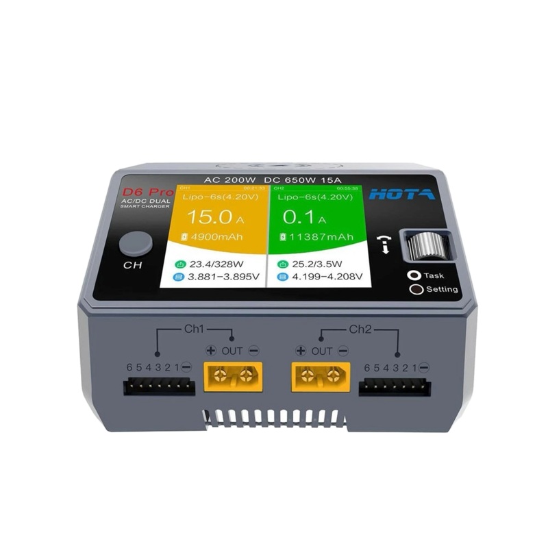 HOTA D6 Pro AC 200W DC 325Wx2 15Ax2 Dual Channel Smart Battery Charger