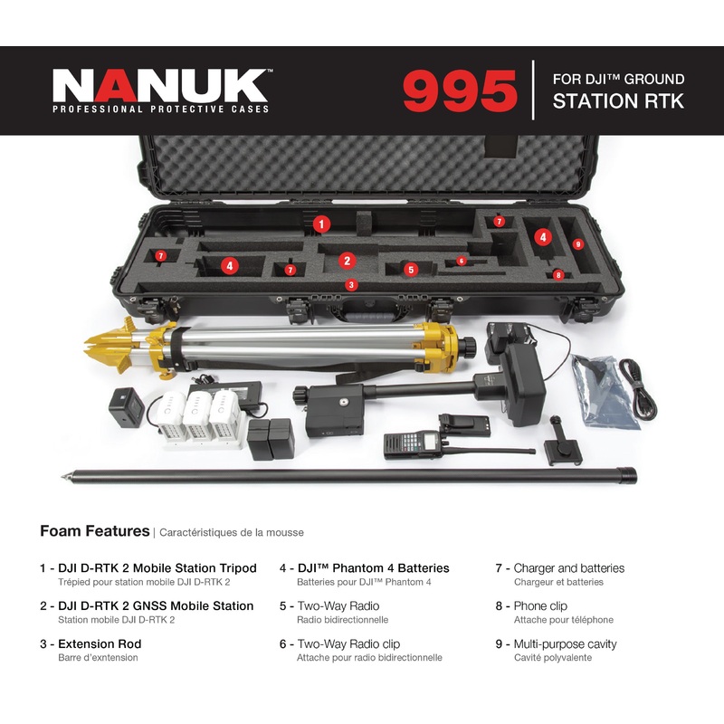 Nanuk Case 995 with foam for D-RTK 2 and Tripod